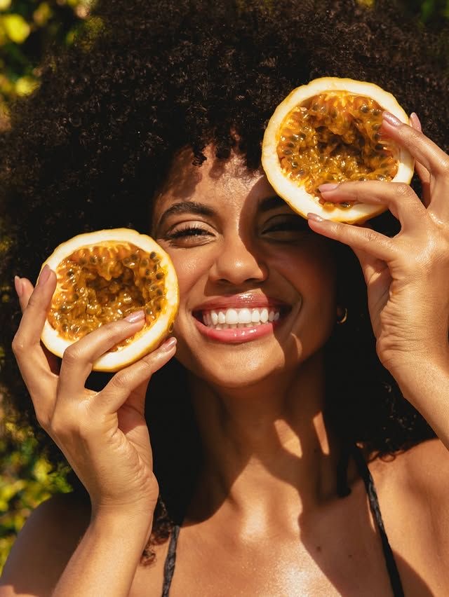 femme qui tient des fruits