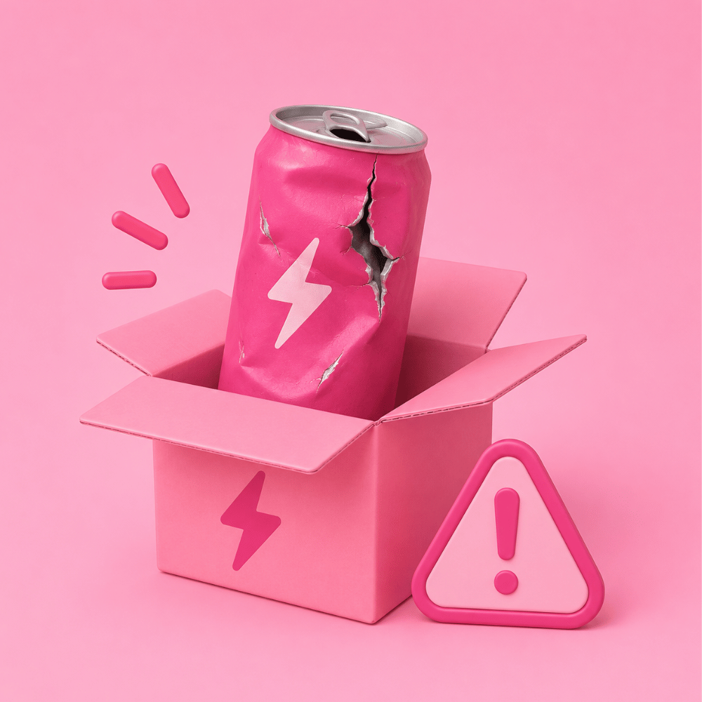 Canette endommagée dans un carton