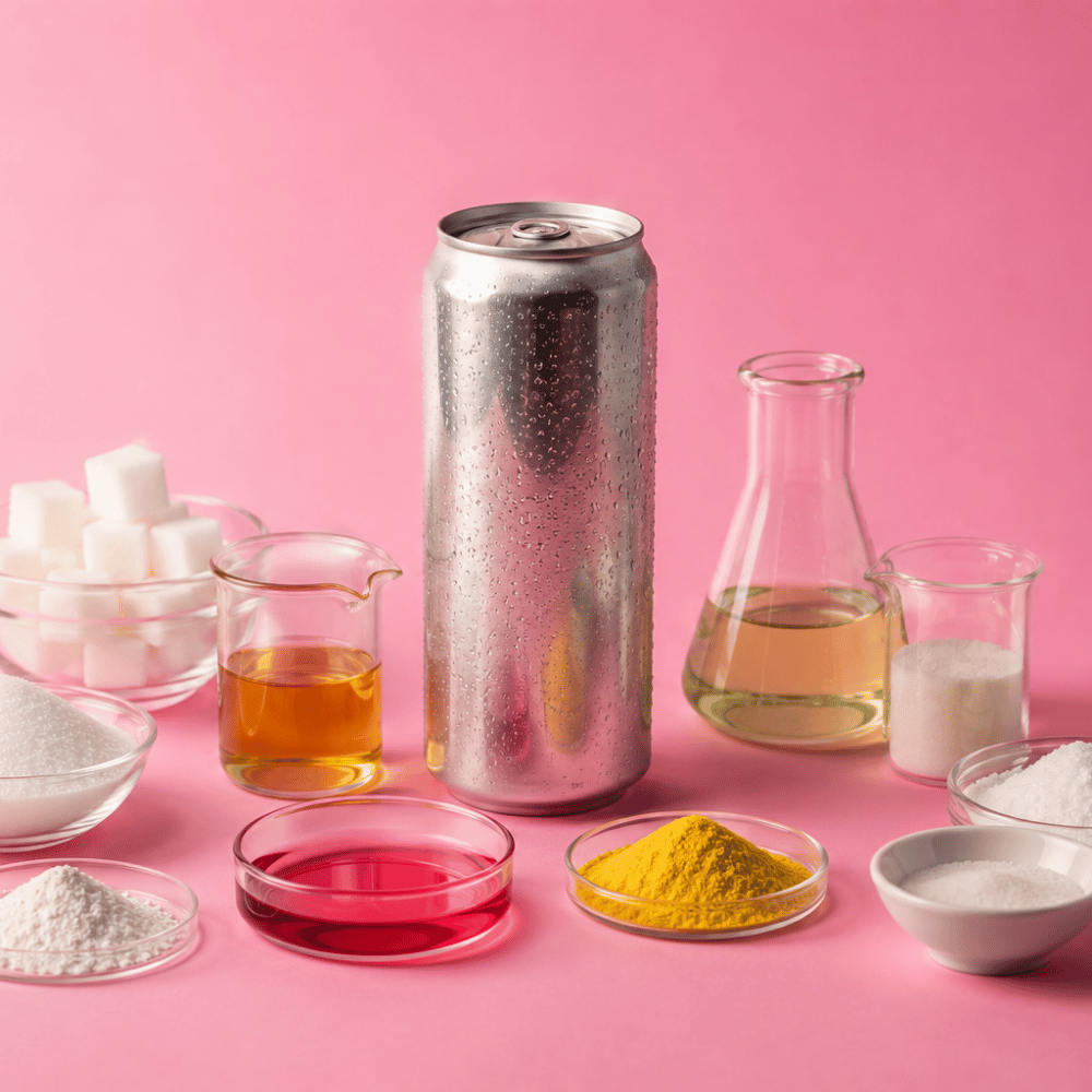 Une boisson classqieua vec autour tout ce qu'elle contient comme produits néfastes pour la santé